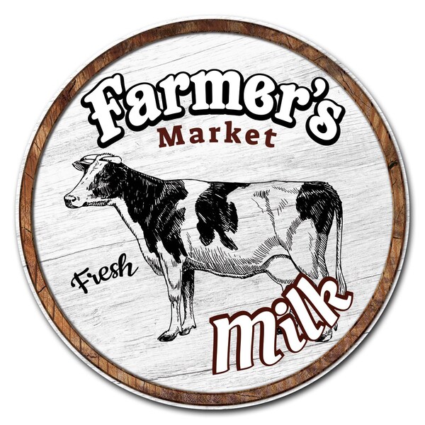 Signmission Farmers Market Milk Circle Corrugated Plastic Sign, C-36-CIR-Milk C-36-CIR-Milk - main